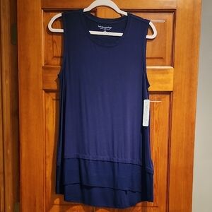 Soft Surroundings Blue Tank Top with Layered Hem